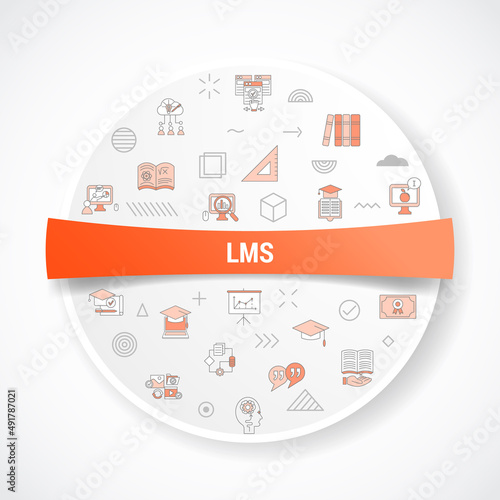 lms learning management system concept with icon concept with round or circle shape for badge