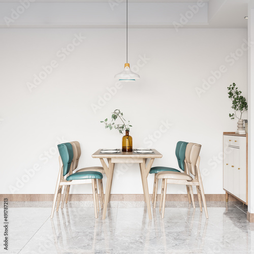 Interior Dining Room Wall Mockup - 3d Rendering  3d Illustration 