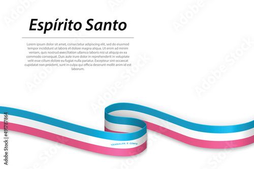 Waving ribbon or banner with flag of Espirito Santo