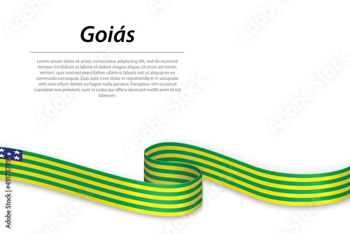 Waving ribbon or banner with flag of Goias photo