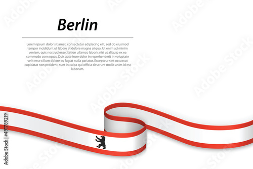 Waving ribbon or banner with flag of Berlin