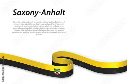Waving ribbon or banner with flag of Saxony-Anhalt