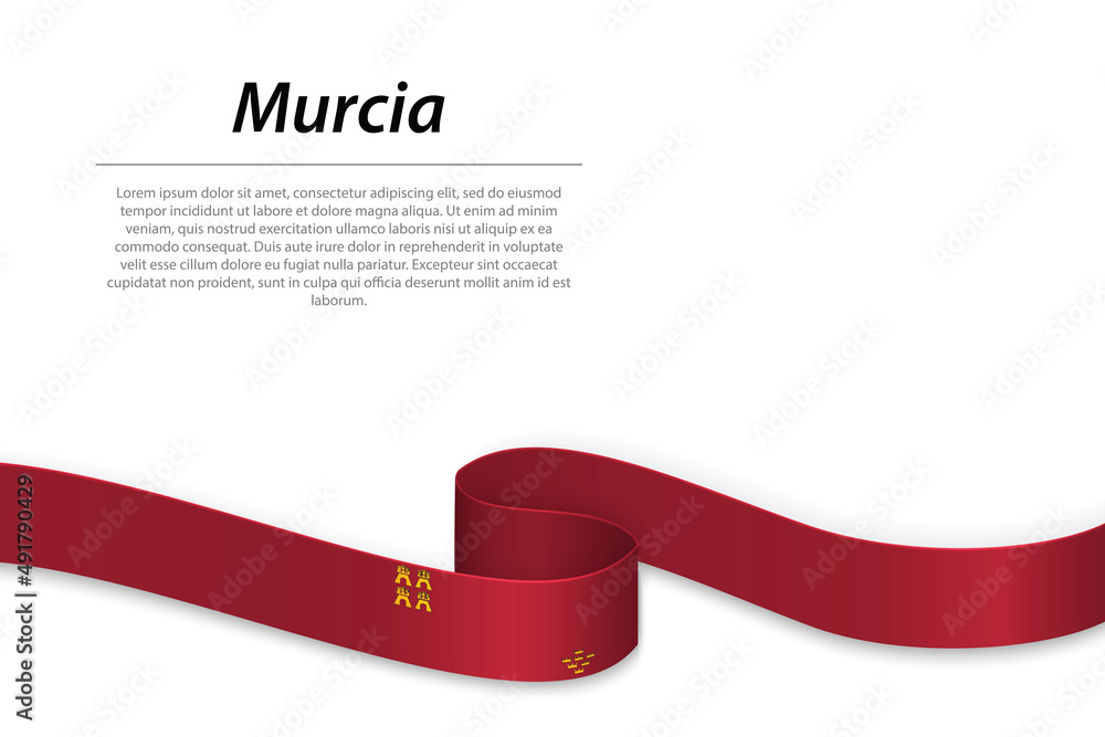 Waving ribbon or banner with flag of Murcia Waving ribbon or banner with flag of Murcia