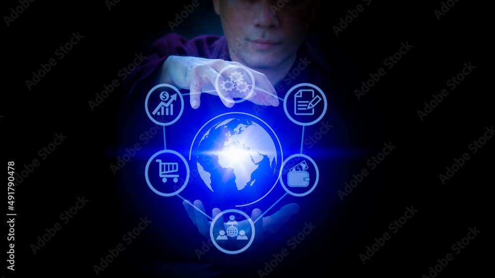 Φωτογραφία The concept of big data analysis and business intelligence of businessmen in the digital virtual world