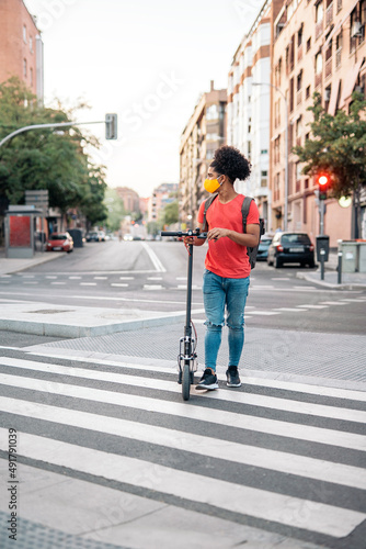 African American Boy in Crosswalk