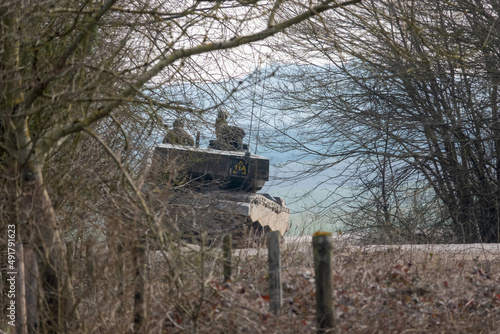 army battle tank in action on a military exercise © Martin