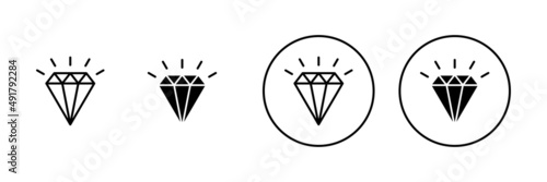 Diamond icons set. diamond gems sign and symbol