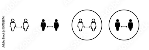 Social distancings set. social distance sign and symbol. self quarantine sign