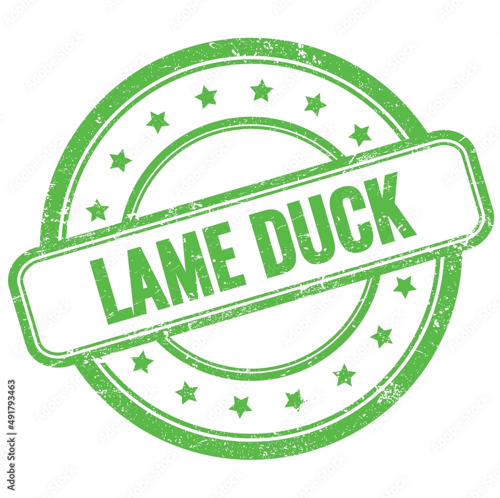 LAME DUCK text on green grungy round rubber stamp. LAME DUCK text on green grungy round rubber stamp.