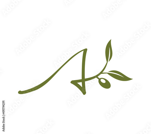 Alphabet Grape Vine Monogram Initial Logo Letter A
