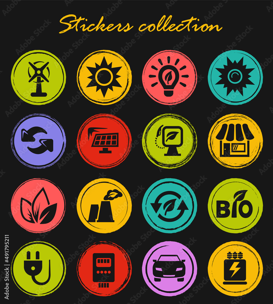 Alternative energy icons set Alternative energy icons set