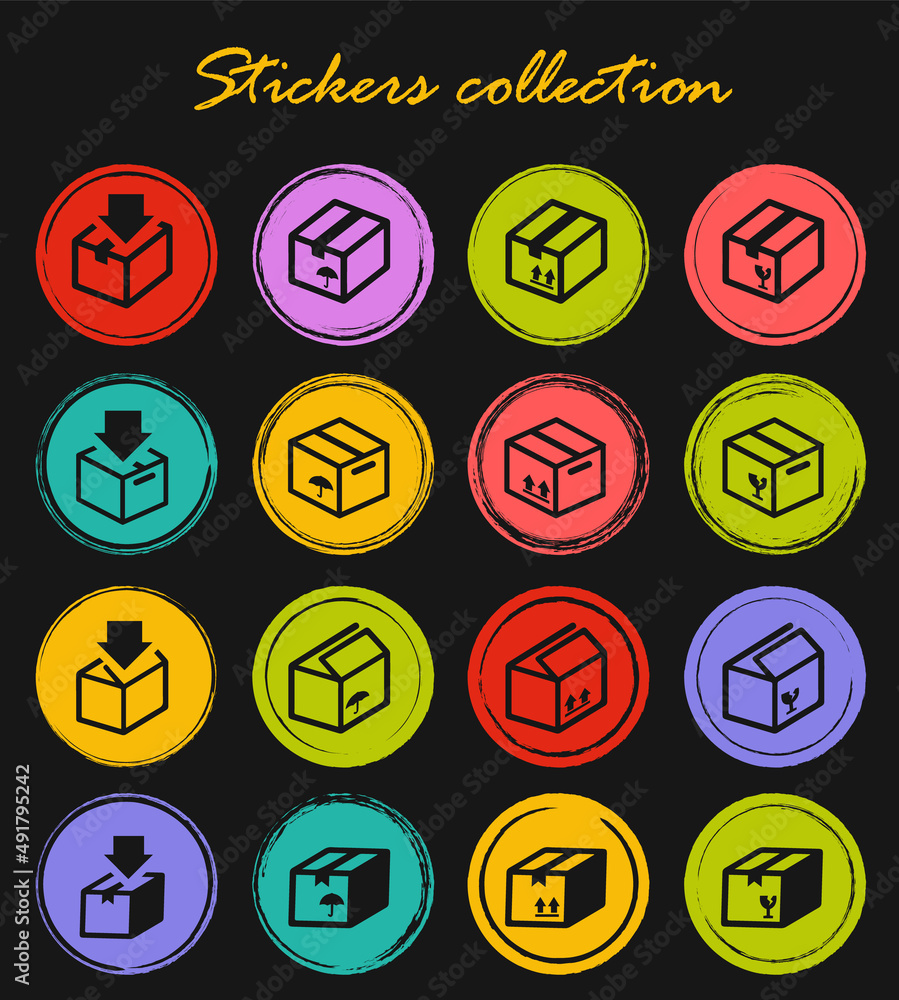 Simple icons set of box