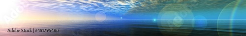 Sea sunset, ocean sunset, sea sunrise panorama, 3d rendering © ustas