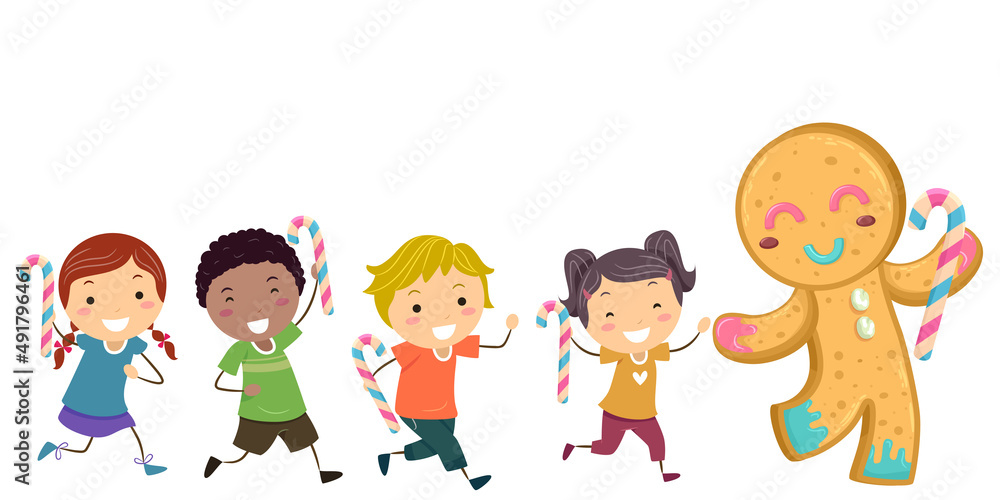 Stickman Kids Ginger Bread Man Walk Illustration Stickman Kids Ginger Bread Man Walk Illustration