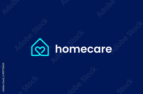 Homecare heart love logo design
