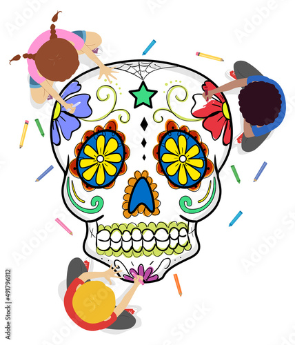 Kids Sugar Skull Coloring P...