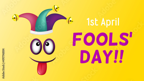 vector of April fools day banner design, funny Jester hat illustration.