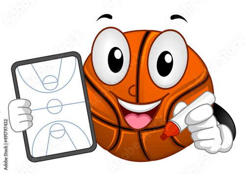 Mascot Basketball Ball Game Plan Board Illustration