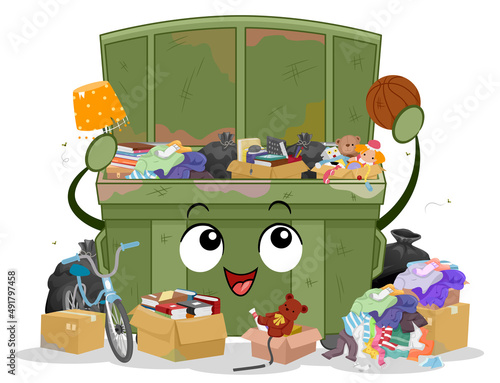 Mascot Dumpster Stuff Dumpster Diving Illustration