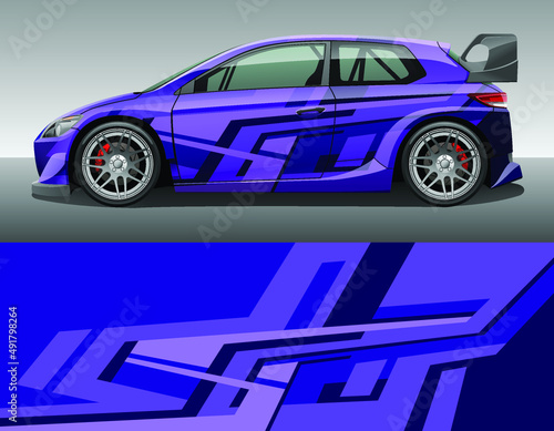 Car wrap vinyl racing decal ornament. Abstract geometric striped sport background design print template. Vector illustration.