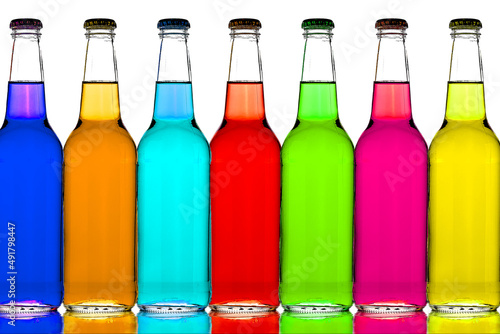 glass bottles on white background
