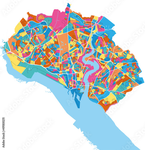 Southampton, England colorful high resolution art map
