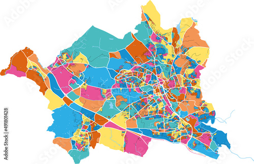 Bolton, England colorful high resolution art map