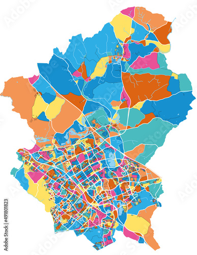 MiltonKeynes, England colorful high resolution art map photo