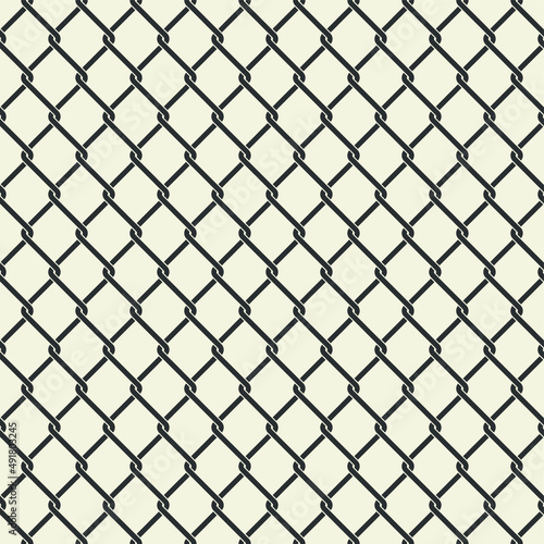 Seamless pattern with braid wire fence texture. Chain link fence. Abstract glat endless simple geometric background. Vector illustration.