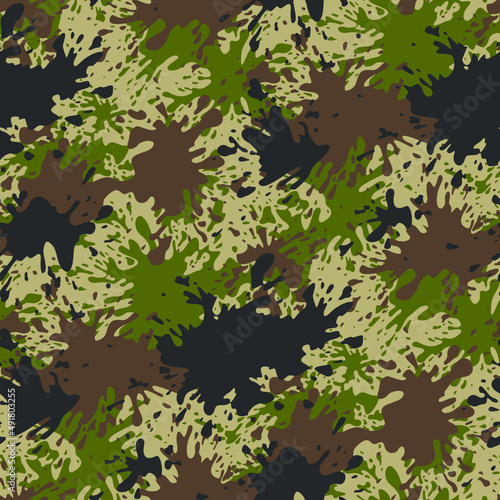 Splash camouflage spot seamless pattern. Abstract modern endless urban colorful texture. Vector illustration.