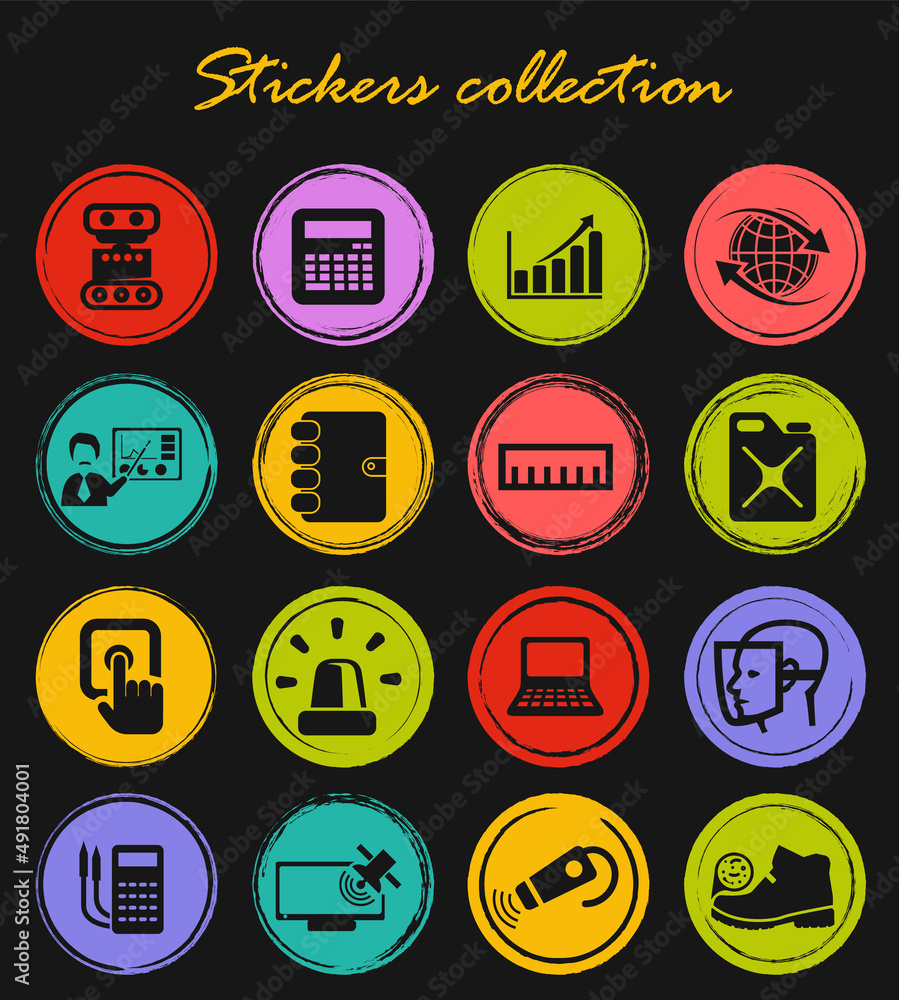 Faculty of mechanics icons set Faculty of mechanics icons set