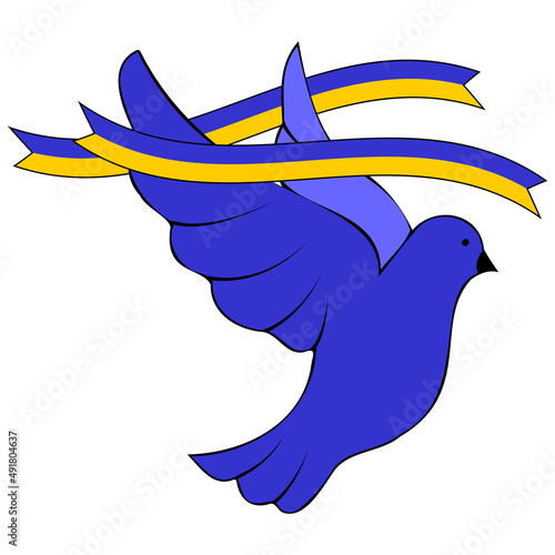 Peace to Ukraine. Support Ukraine sign. War in Ukraine concept. A dove of peace 