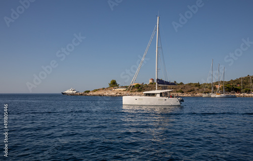 Beautiful seascape off the coast of Kastos island, Ionian sea, Greece in summer.