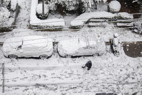 Snow in Athens, Greece