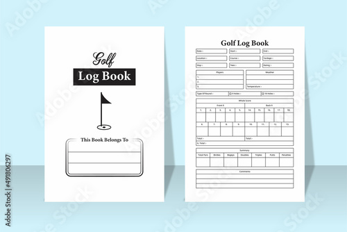 Golf score KDP interior notebook. Golf location and player information logbook template. KDP interior journal. Sports scorebook KDP interior. Golf score and cart information notebook template.
