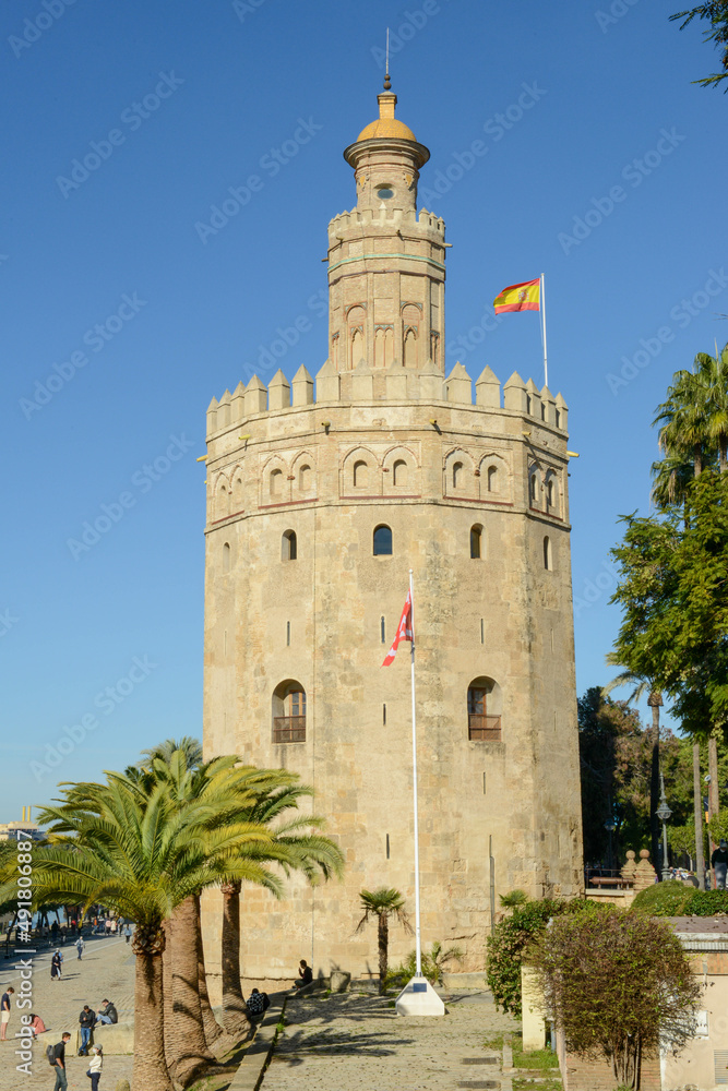 Oro tower at Seville on Andalusia in Spain