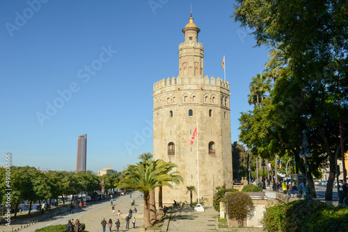 Oro tower at Seville on Andalusia in Spain