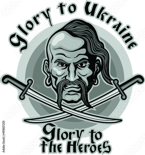 Ukrainian Cossack with a saber, grunge vintage design t shirts