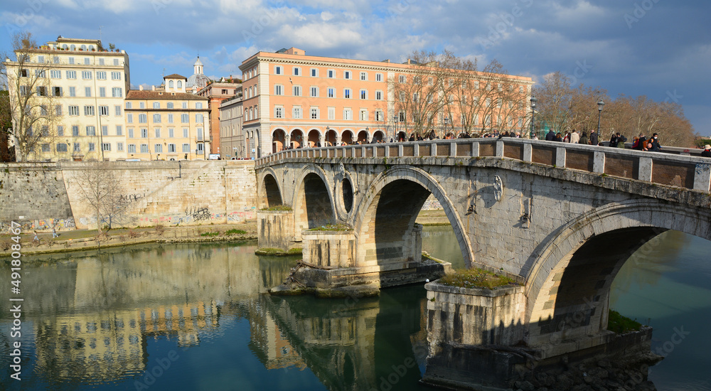 bridge over the river Tiber in Rome
