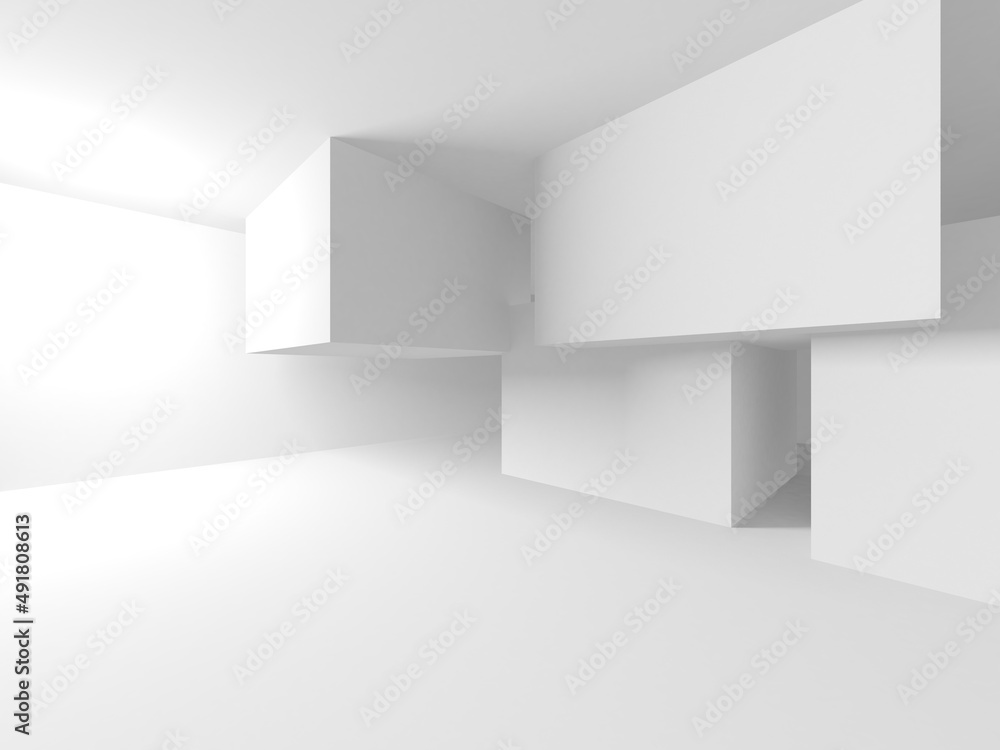 Obraz premium Illuminated corridor interior design. Empty Room Interior Background