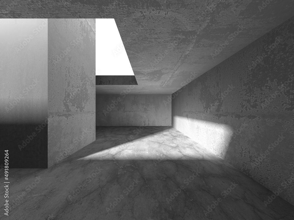 Dark Concrete Wall Architecture. Empty Room Dark Concrete Wall Architecture. Empty Room