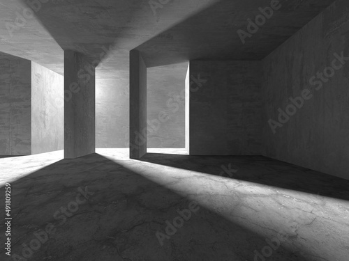 Dark Concrete Wall Architecture. Empty Room