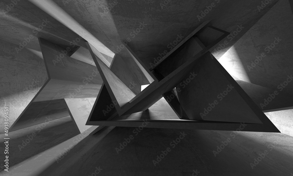 Dark Concrete Wall Architecture. Empty Room Dark Concrete Wall Architecture. Empty Room
