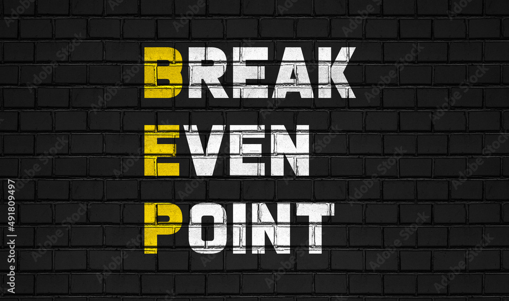 Break even point (BEP) concept,business abbreviations on black wall