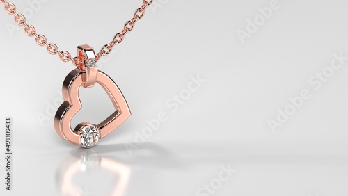 Φωτογραφία heart shape rose gold pendant for gift purpose 3d render