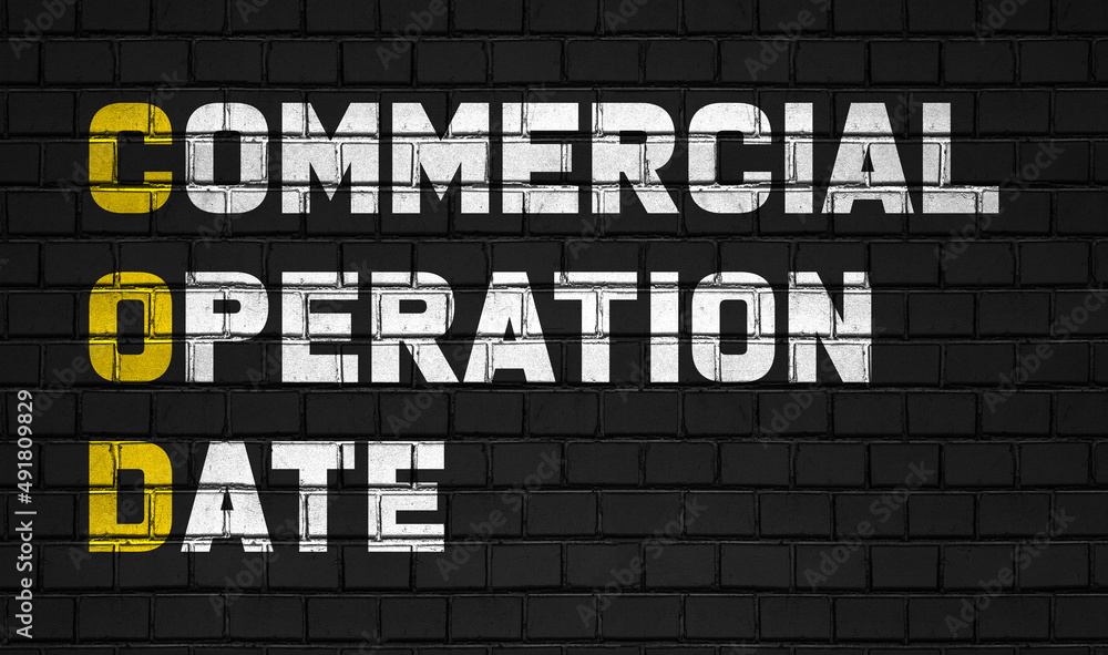 Commercial operation data (COD) concept,business abbreviations on black wall Stock Illustration
