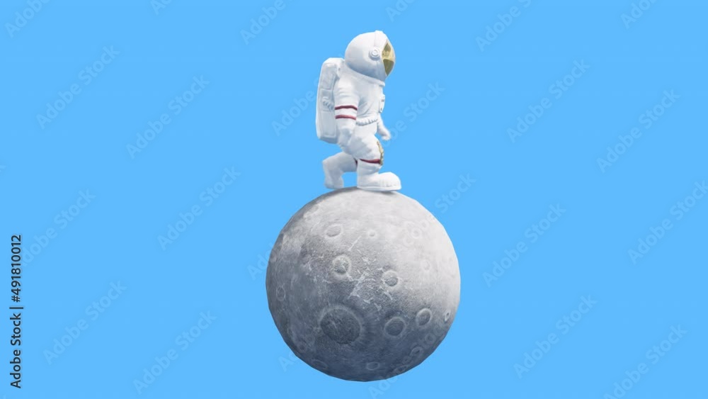 Spaceman Mini For Animation Astronaut Toy Spaceman Walk on Small Moon Loop Animation 4K Rendering ...