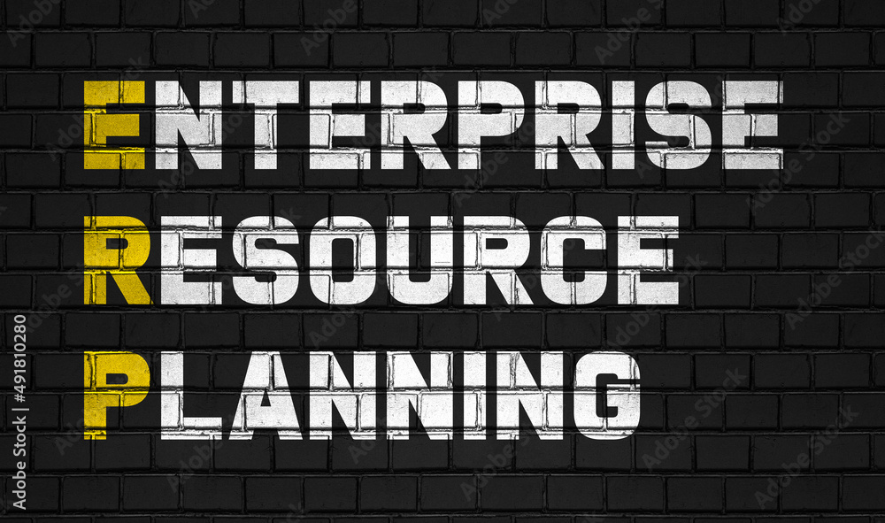 Enterprise resource planning (ERP) concept,business abbreviations on black wall
Enterprise resource planning (ERP) concept,business abbreviations on black wall