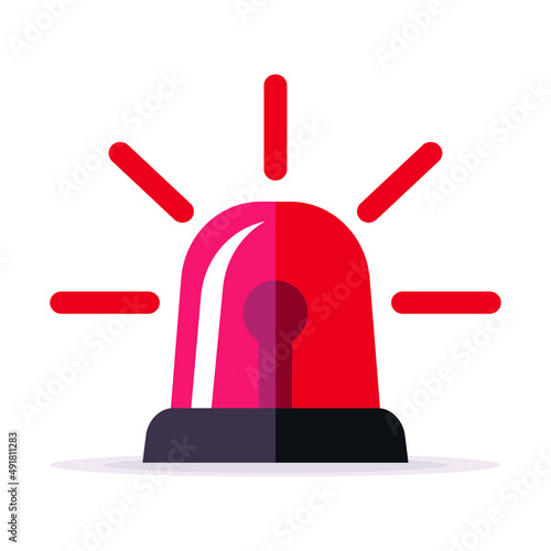 Emergency siren icon in flat style. Business concept for web, marketing, banner, mobile app and graphic design elements. Police alarm vector illustration on white isolated background. Medical alert.	