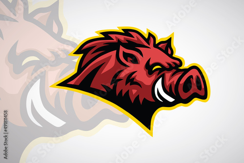 Wild Hog Angry Aggressive Boar Vector Logo Design Esports Mascot Template